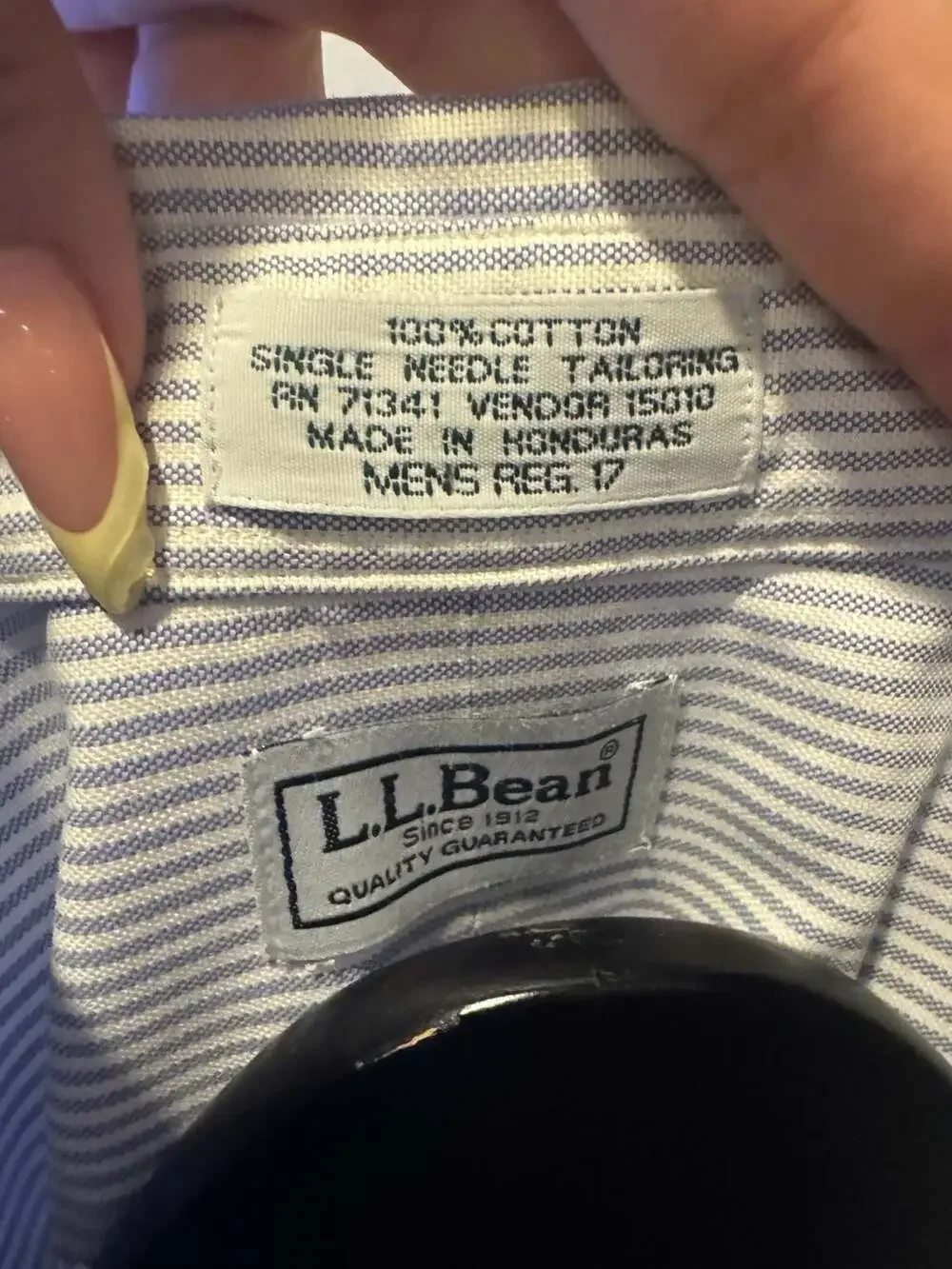 L.L. Bean Men's Short Sleeve Striped Button Down Shirt